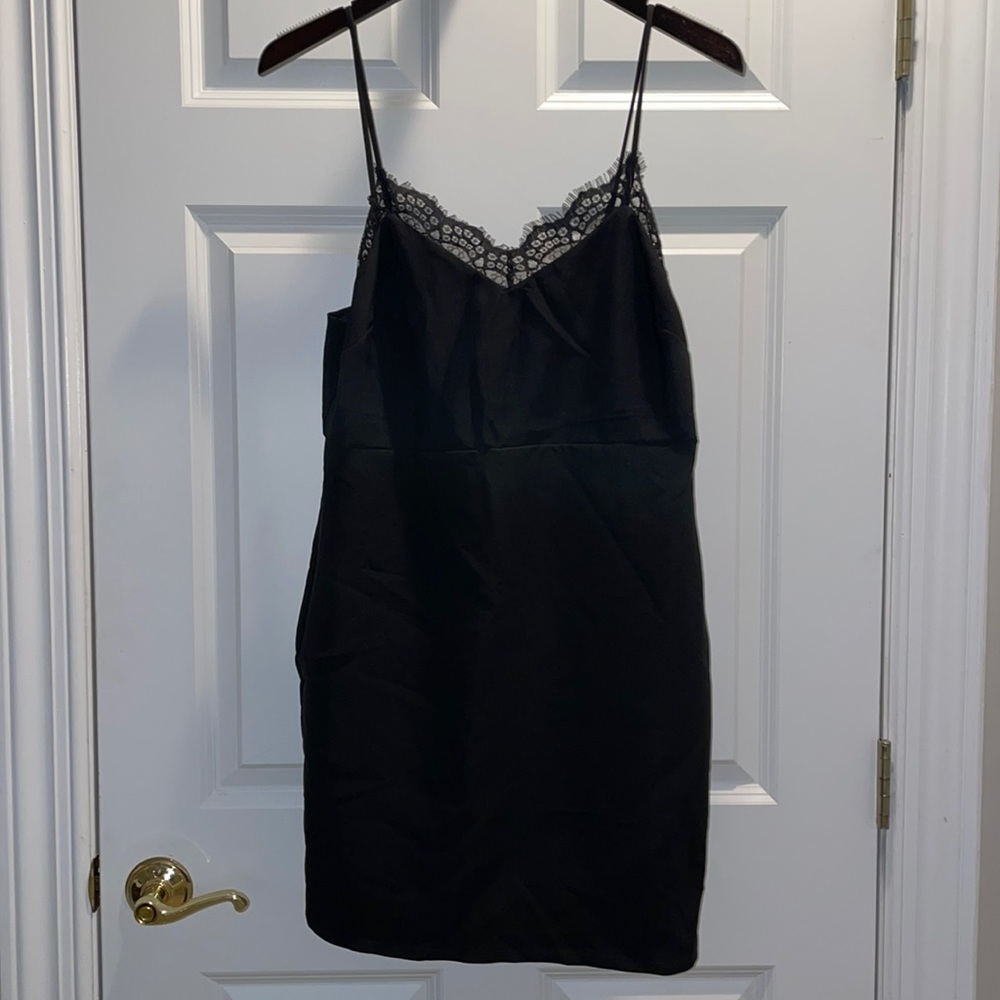 Little Black Dress with Lace Trim